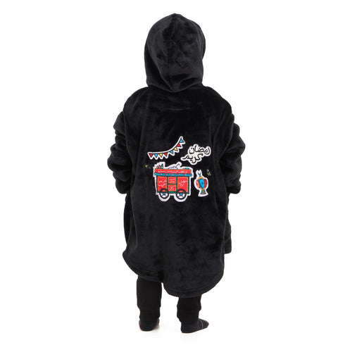 Snuggs Kids Blanket Hoodie Black عربية فول